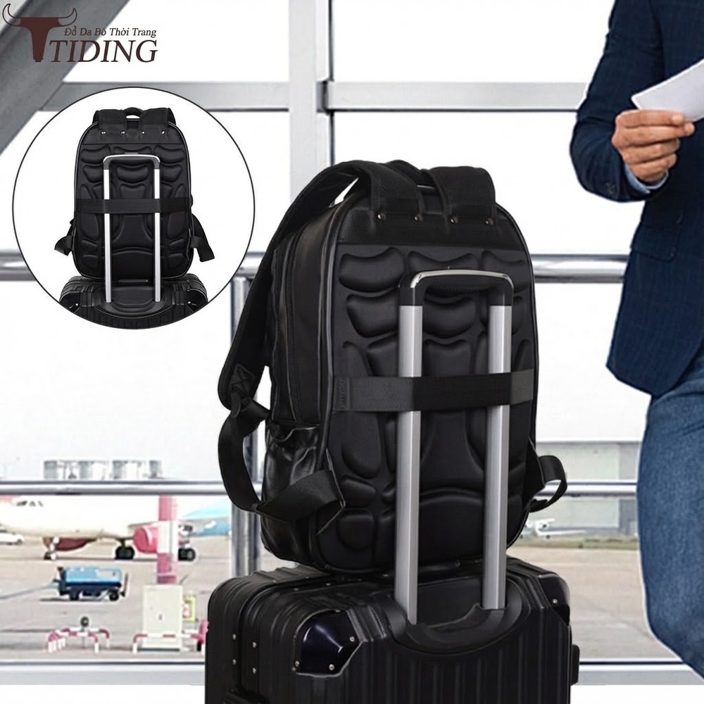 Balo Da Bò Đa Năng Du Lịch Ngoài Trời Đựng Laptop 17 Inch Màu Đen, Nâu