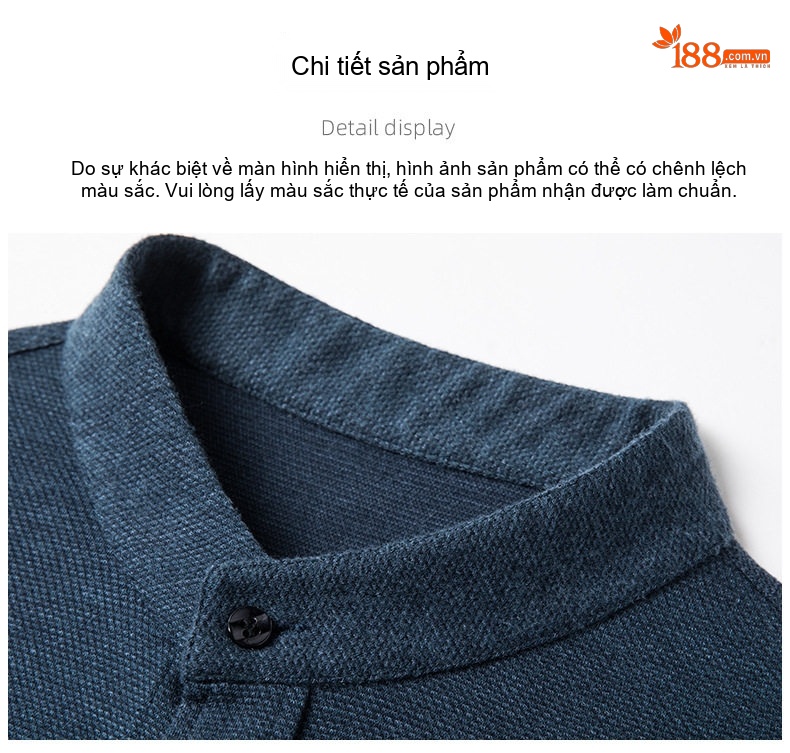 Áo Sơ Mi Nam Dài Tay Dáng Ôm Cổ Tàu Chất Liệu Lông Dê Cashmere Không Nhăn Màu Xám, Xanh chi tiết 31