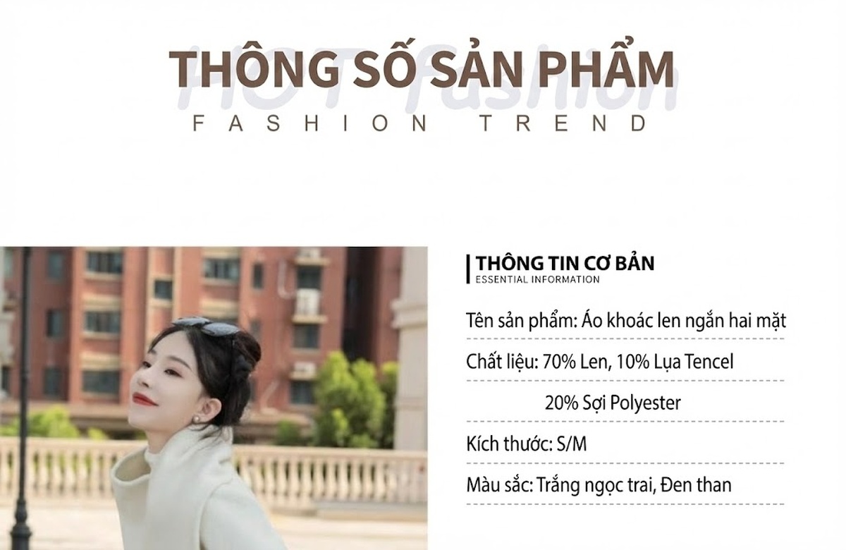 Áo Khoác Nữ Tiểu Hương Phong Lông Cừu Áo Dạ Ngắn Hai Mặt Màu Trắng, Đen chi tiết 14
