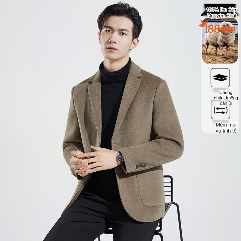 Áo Vest Nam 100% Lông Cừu Thu Đông Dáng Ôm Màu Nâu, Xám, Xanh Navy, Đen