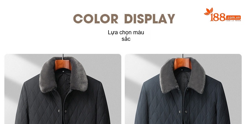 Áo Khoác Bông Nam Cotton Lót Lông Cổ Bẻ Dày Dặn Giữ Ấm Màu Xám, Đen, Xanh Navy chi tiết 17