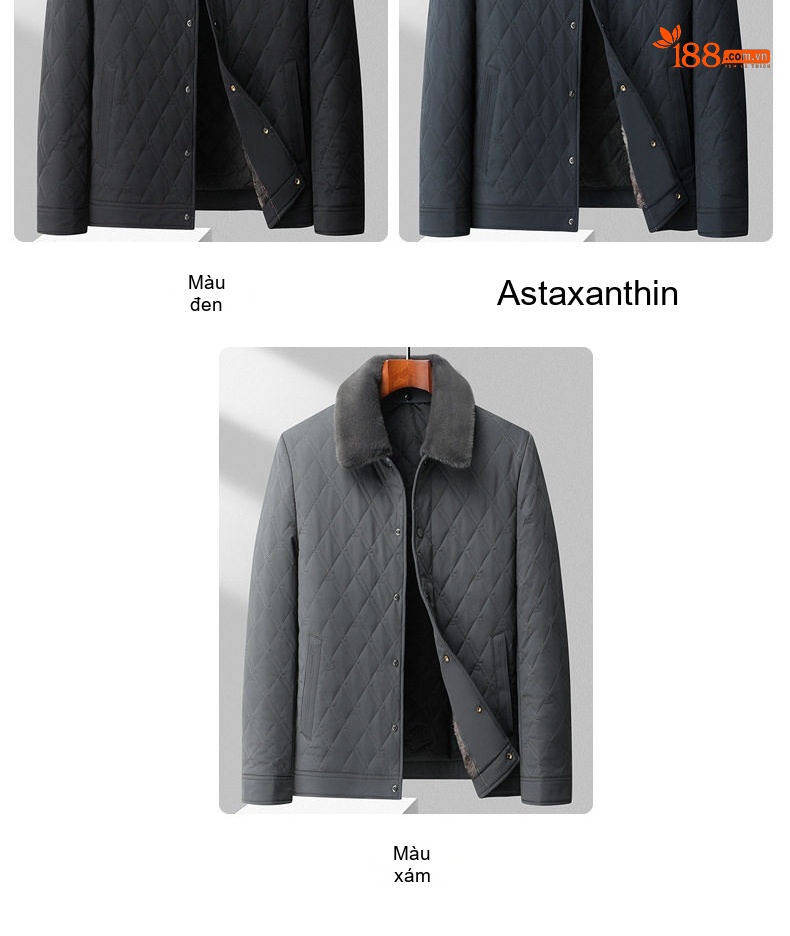 Áo Khoác Bông Nam Cotton Lót Lông Cổ Bẻ Dày Dặn Giữ Ấm Màu Xám, Đen, Xanh Navy chi tiết 18