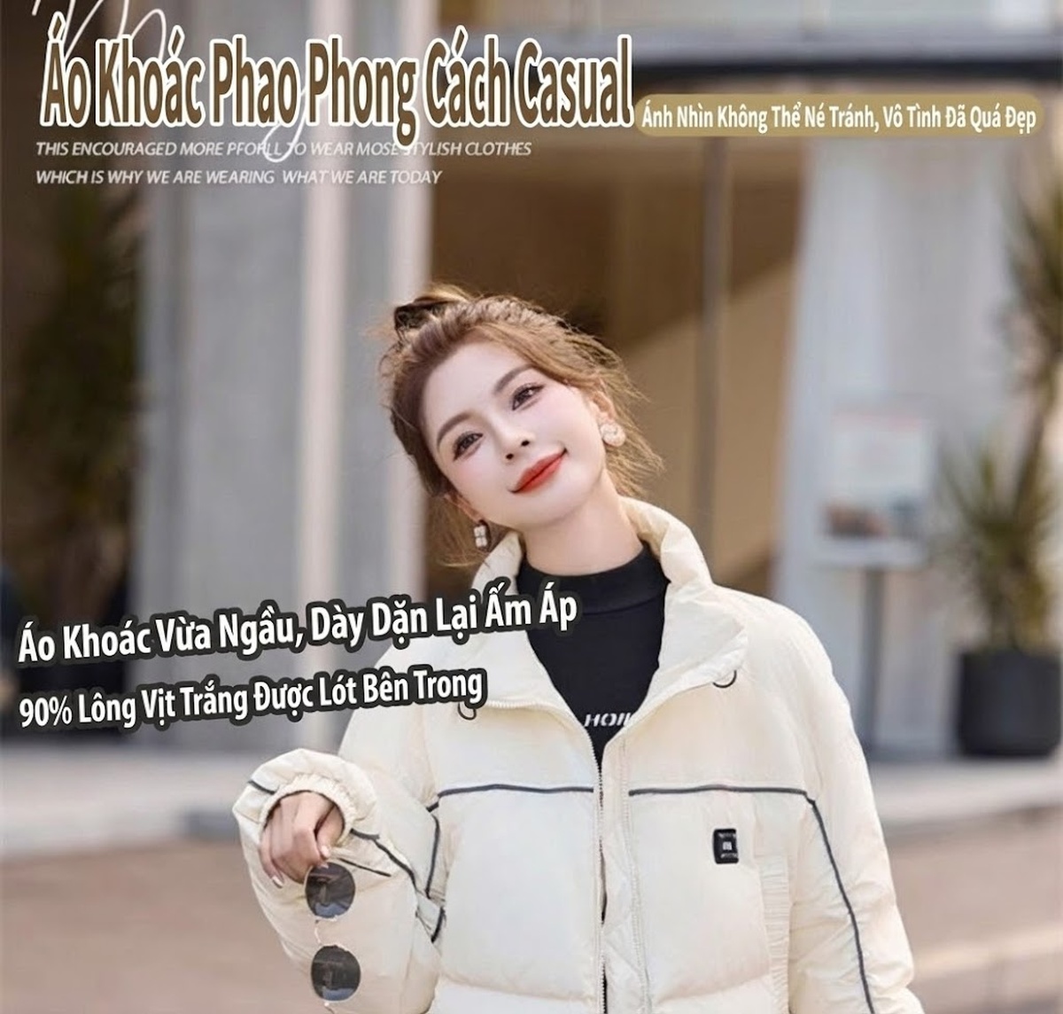Áo Khoác Phao Nữ Ngắn Thiết Kế Dáng Bomber Ấm Áp Màu Trắng, Đen, Nâu, Tím chi tiết 2