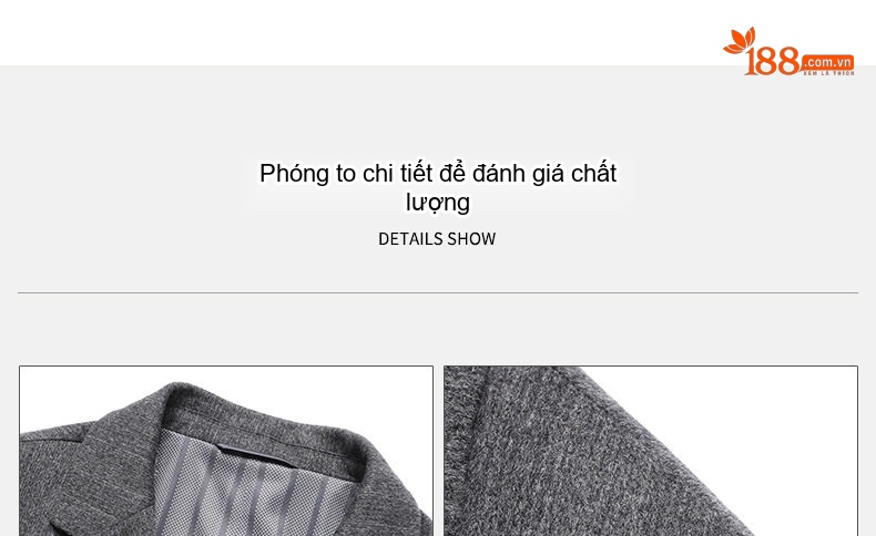 Áo Vest Nam Cashmere Lụa Tằm, Áo Khoác Blazer Kẻ Sọc Thu Đông Phong Cách Casual Màu Xám chi tiết 3