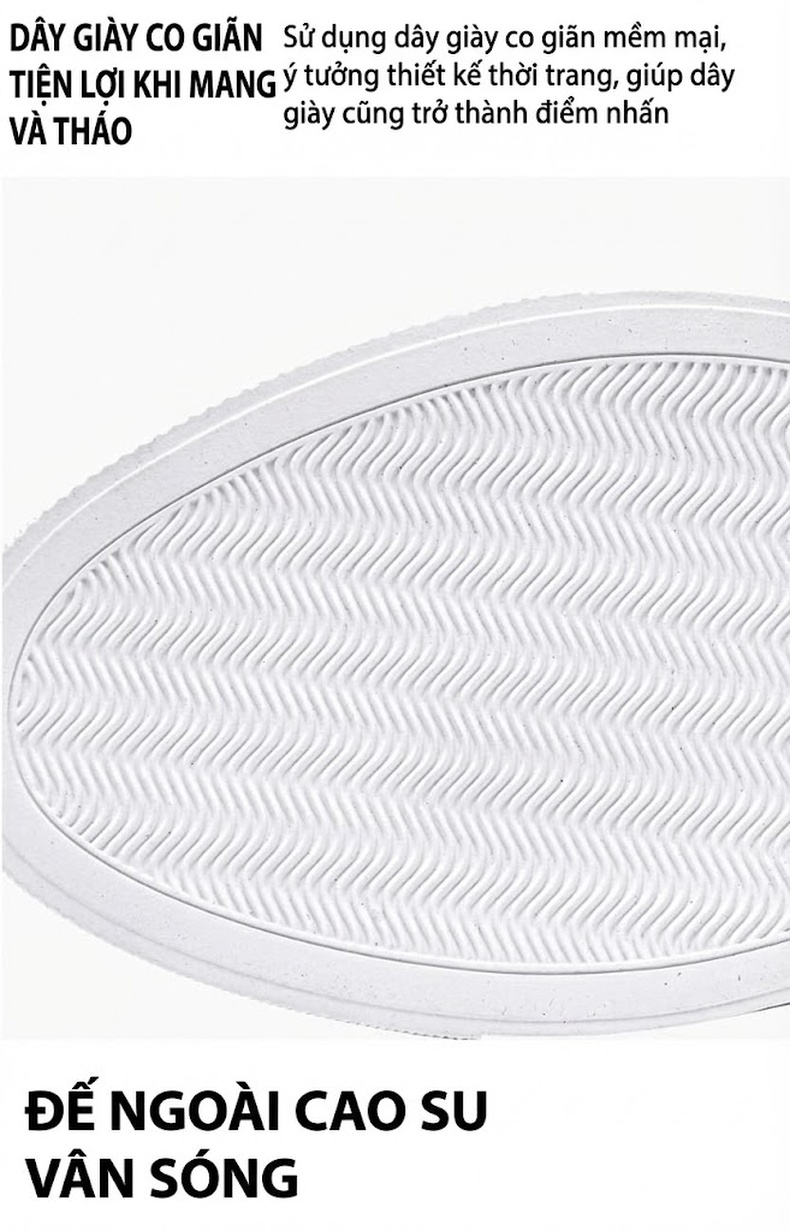 Giày Sneaker Nam Da Bóng Chiều Cao Đế Khoảng 3cm Màu Trắng, Đen chi tiết 12