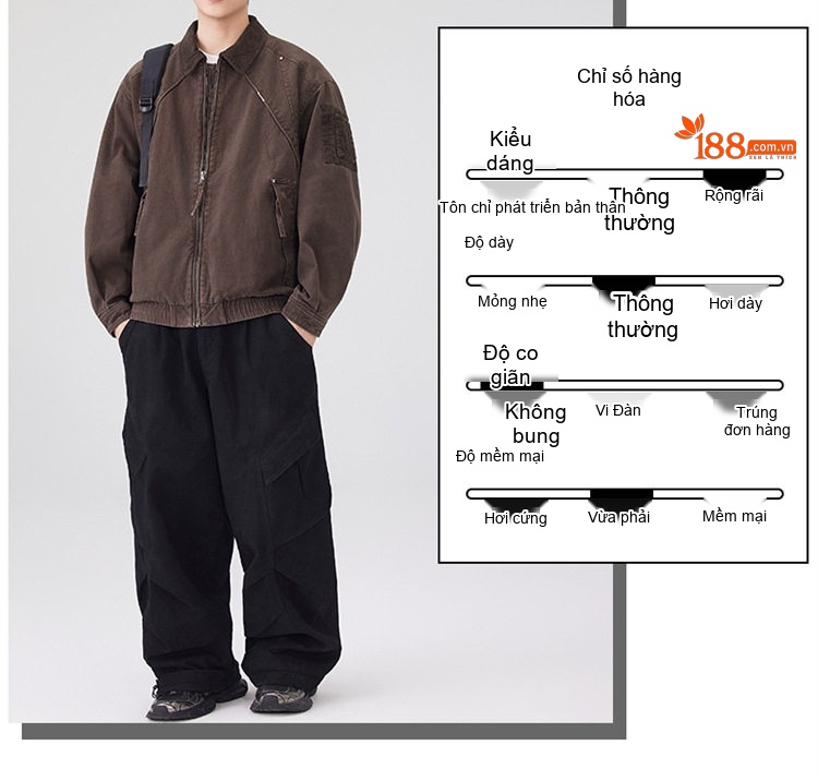 Áo Khoác Bomber Nam Cotton Dáng Ngắn Cổ Bẻ Phong Cách Retro Màu Xanh Olive, Nâu chi tiết 2
