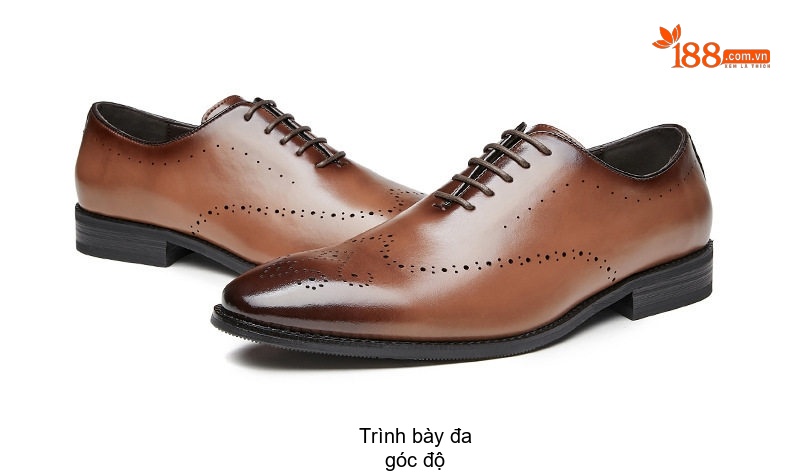 Giày Tây Buộc Dây Nam Da Thật Brogue Chiều Cao Đế Khoảng 3cm Màu Đen, Nâu chi tiết 24