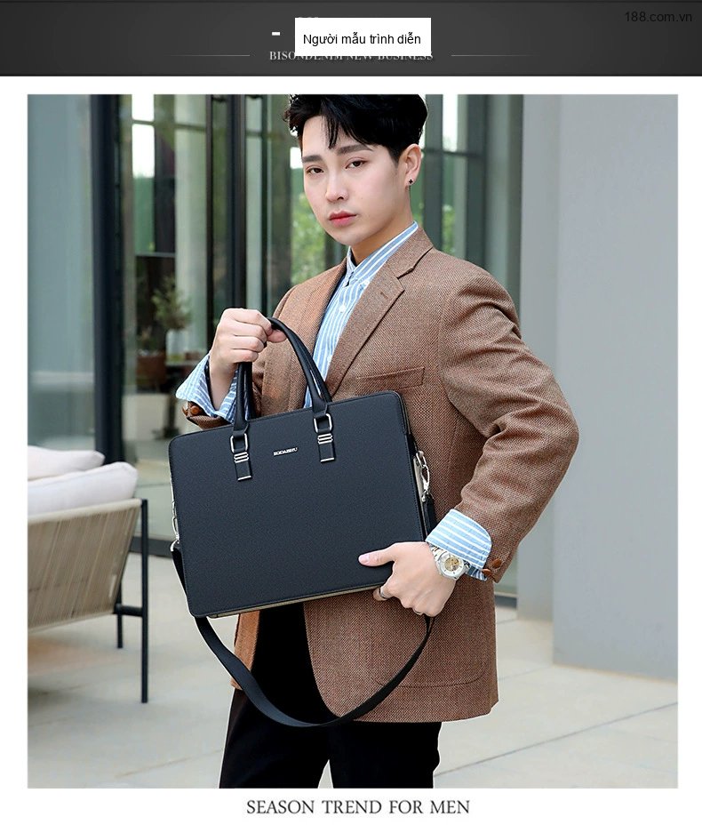 Túi Xách Tay Nam Công Sở Da Mờ Đeo Chéo Đựng Laptop Màu Đen chi tiết 11