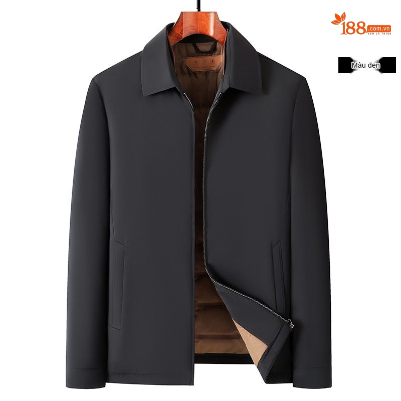 Áo Khoác Phao Nam Lông Vũ 90% Mới Giữ Ấm Phong Cách Doanh Nhân Màu Xanh Navy, Đen, Xám