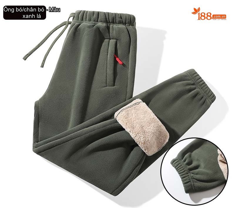 Quần Dài Nam Lông Cừu Non Dày Dặn Giữ Ấm Dáng Rộng Màu Đen, Xanh Navy, Xám, Xanh Olive... chi tiết 13