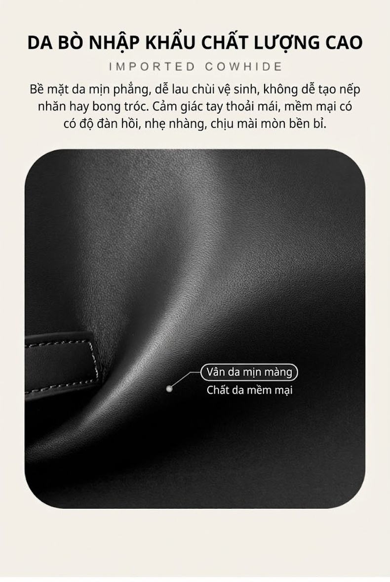 Túi Tote Nữ Da Bò Công Sở Đựng Laptop Sức Chứa Lớn Màu Đen, Nâu chi tiết 5