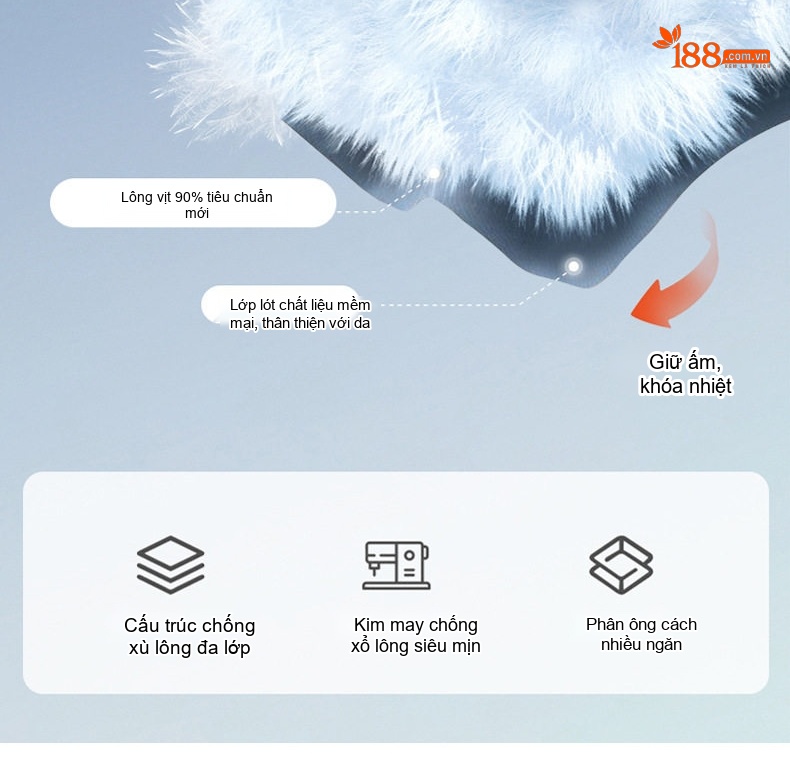 Áo Khoác Phao Nam Dày Dặn 90% Lông Vịt Trắng Mũ Trùm Đầu Giữ Ấm chi tiết 8