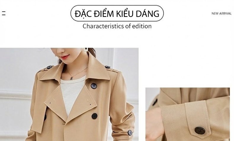 Áo Khoác Mangto Nữ Dáng Dài Vừa Phong Cách Thu Đông Màu Be, Nâu chi tiết 3