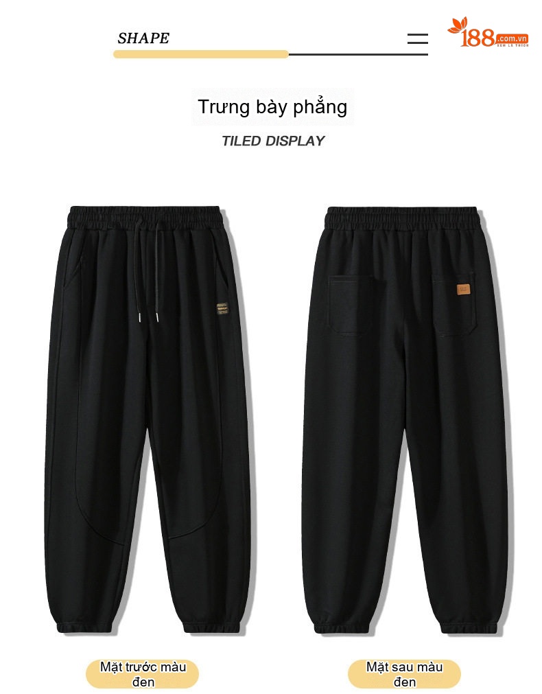 Quần Jogger Nam Ống Bo Chun Thu Đông Dáng Rộng Phong Cách Hàn Quốc Màu Đen, Xám, Xanh Navy chi tiết 29