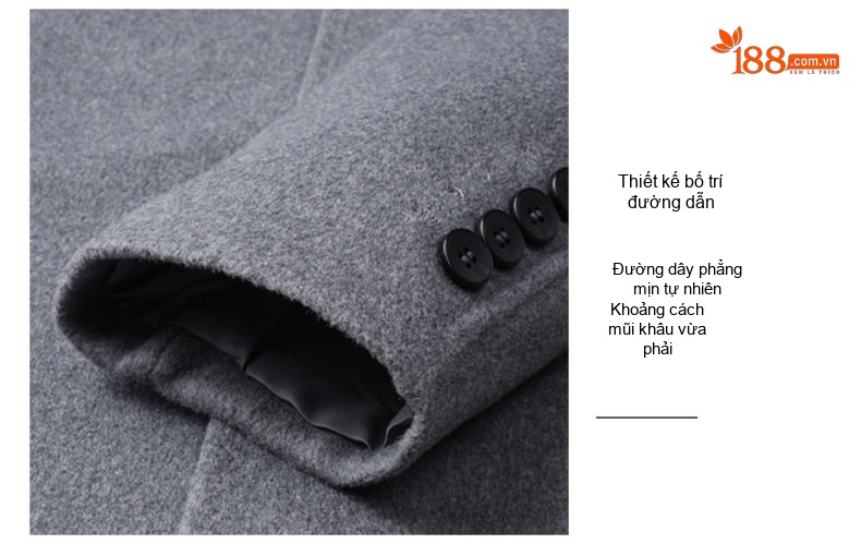 Áo Khoác Dạ Nam Dáng Dài Vừa Vặn Cổ chữ Vest Hai Mặt Cotton Màu Đen, Xám, Nâu chi tiết 4