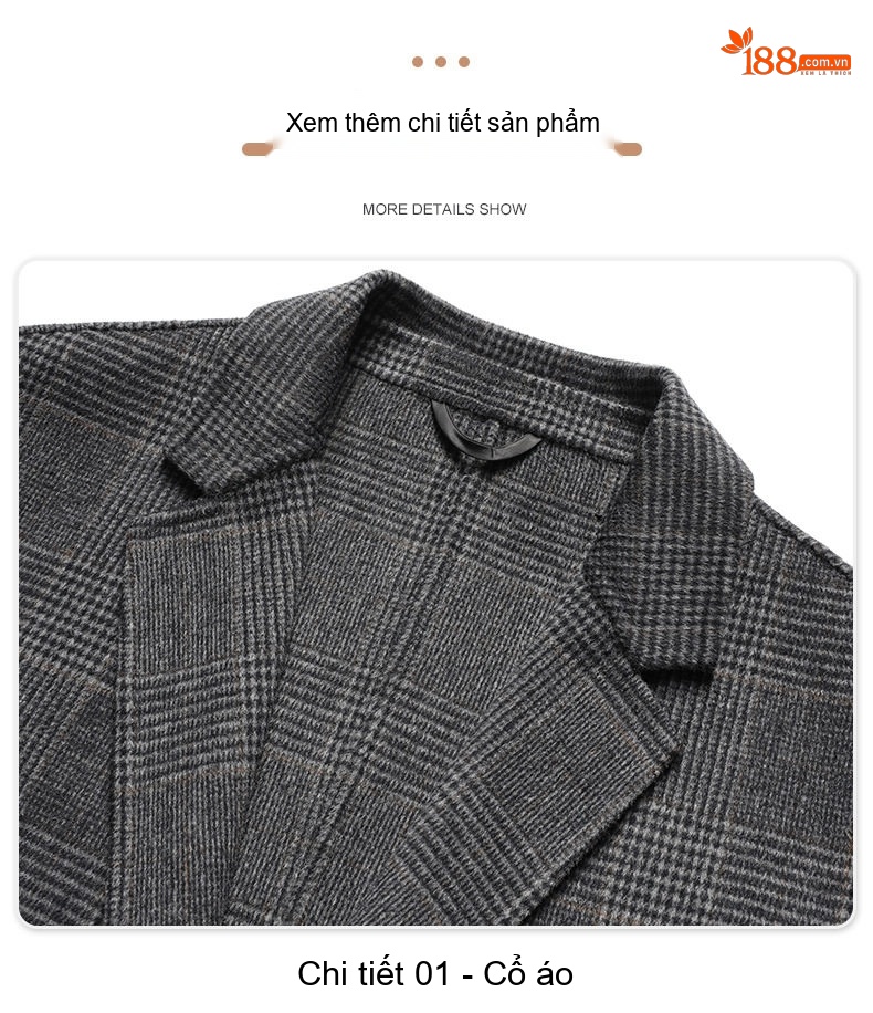 Áo Vest Nam Lông Cừu Hai Mặt Kẻ Ôm Dáng Thu Đông Dày Dặn Màu Xám chi tiết 22