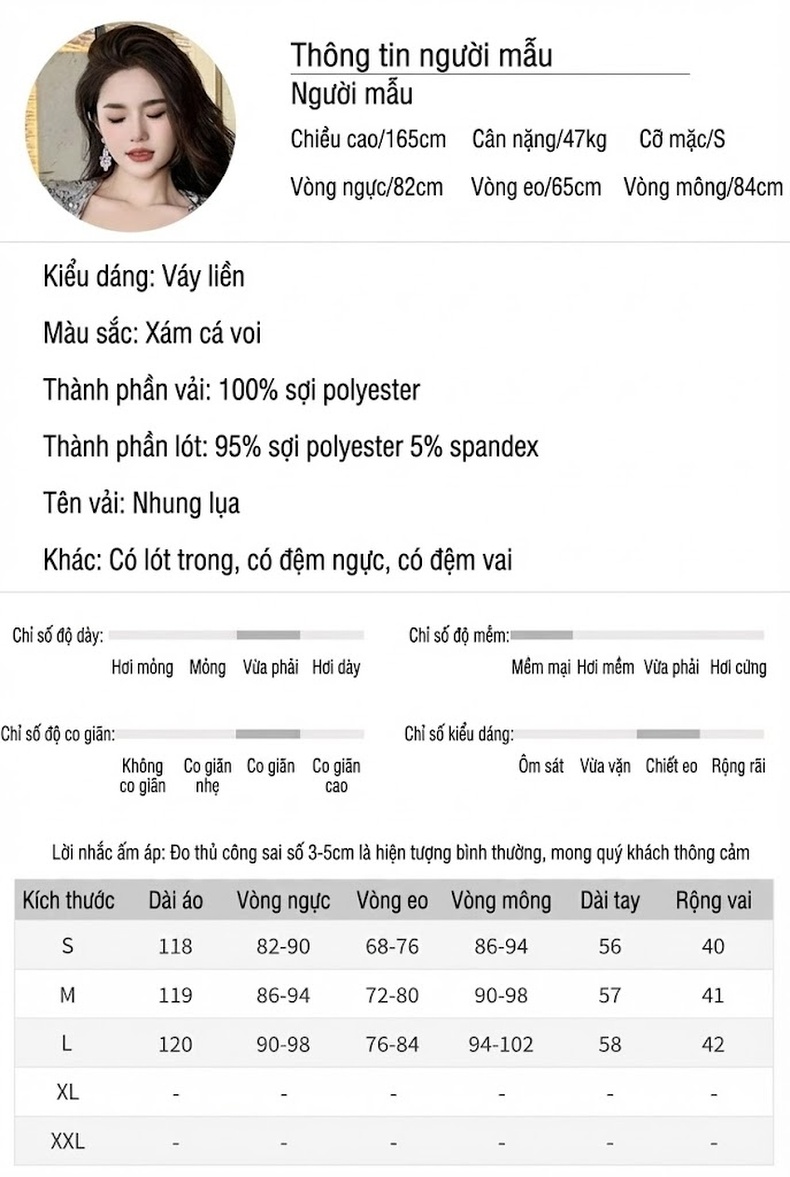 Váy Dạ Hội Dáng Ôm Dài Tay Dài Cổ chữ Vuông Đính Kim Sa Màu Xám chi tiết 2