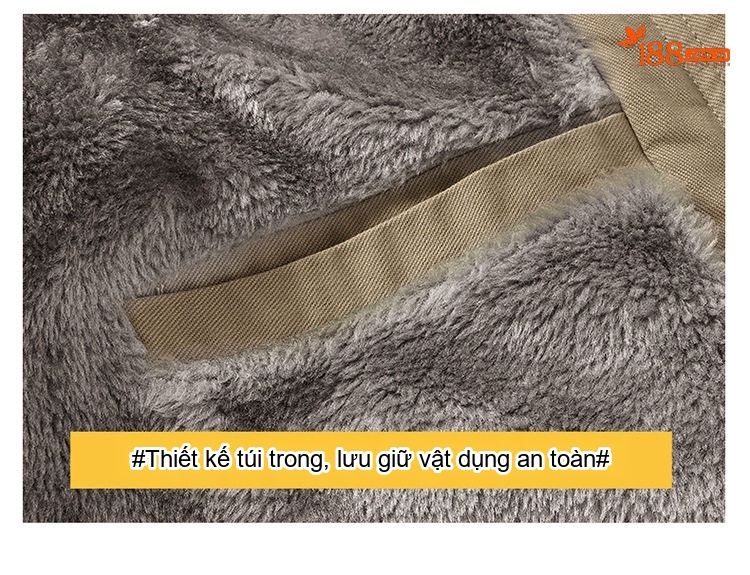 Áo Khoác Dù Nam Dáng Dài Lót Lông Cừu Dày Dặn Có Mũ Trùm Đầu Màu Be, Nâu, Đen, Xanh... chi tiết 14