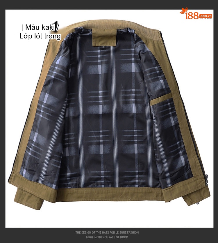 Áo Khoác Nam Cổ Trụ Dáng Ôm Cotton Mỏng Màu Nâu, Đỏ, Đen, Xanh... chi tiết 13