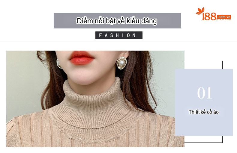 Váy liền thân Nữ Dệt Kim Tay Dài Cổ Cao Ôm Dáng Màu Be, Đen, Hồng, Xanh chi tiết 4
