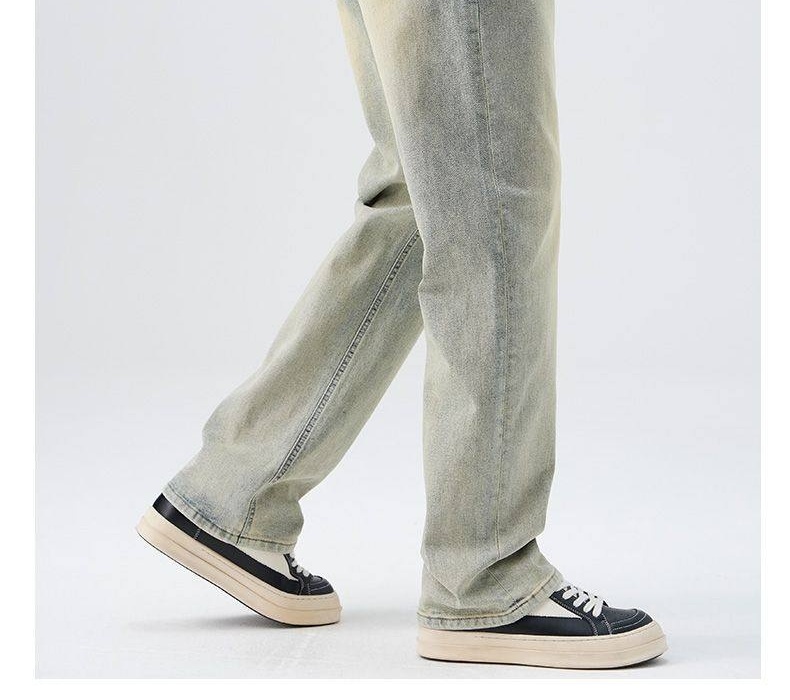 Quần Jean Nam Ống Đứng Dáng Rộng Phong Cách Mỹ Wash Bụi Màu Xanh chi tiết 23