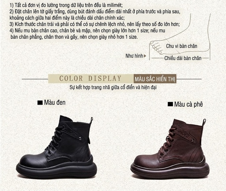 Boot Nữ Cổ Ngắn Ôm Chân Da Mờ Phong Cách Retro Chiều Cao Đế Khoảng 4cm Màu Nâu, Đen chi tiết 3