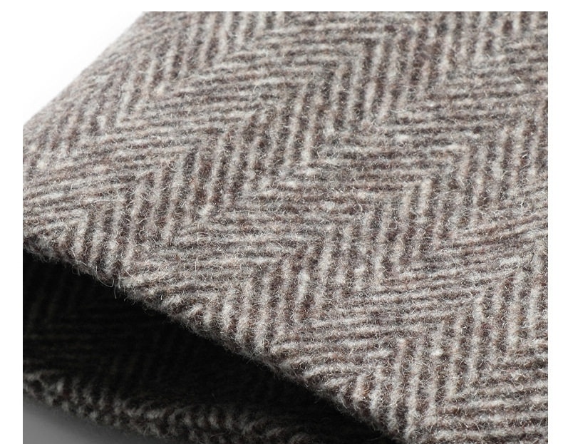 Áo Khoác Dạ Nam Họa Tiết Chevron Lông Cừu Hai Mặt Dáng Ngắn Màu Xám chi tiết 3