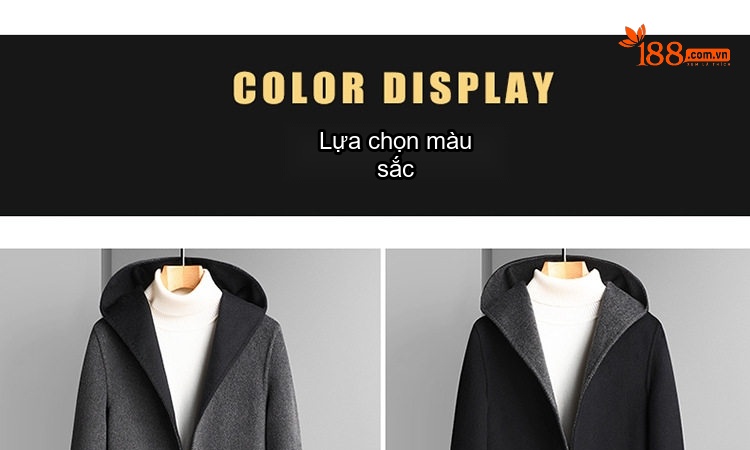 Áo Khoác Dạ Nam Hai Mặt Có Mũ Trùm Đầu Phong Cách Thời Trang Màu Đen, Xám, Nâu, Xanh Olive chi tiết 12