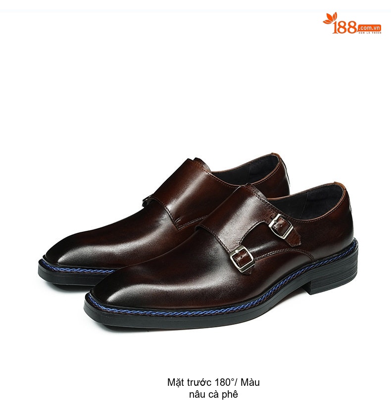 Giày Monkstrap Khóa Cài Nam Da Bò Mũi Vuông Chiều Cao Đế Khoảng 3cm Màu Đen, Nâu chi tiết 14