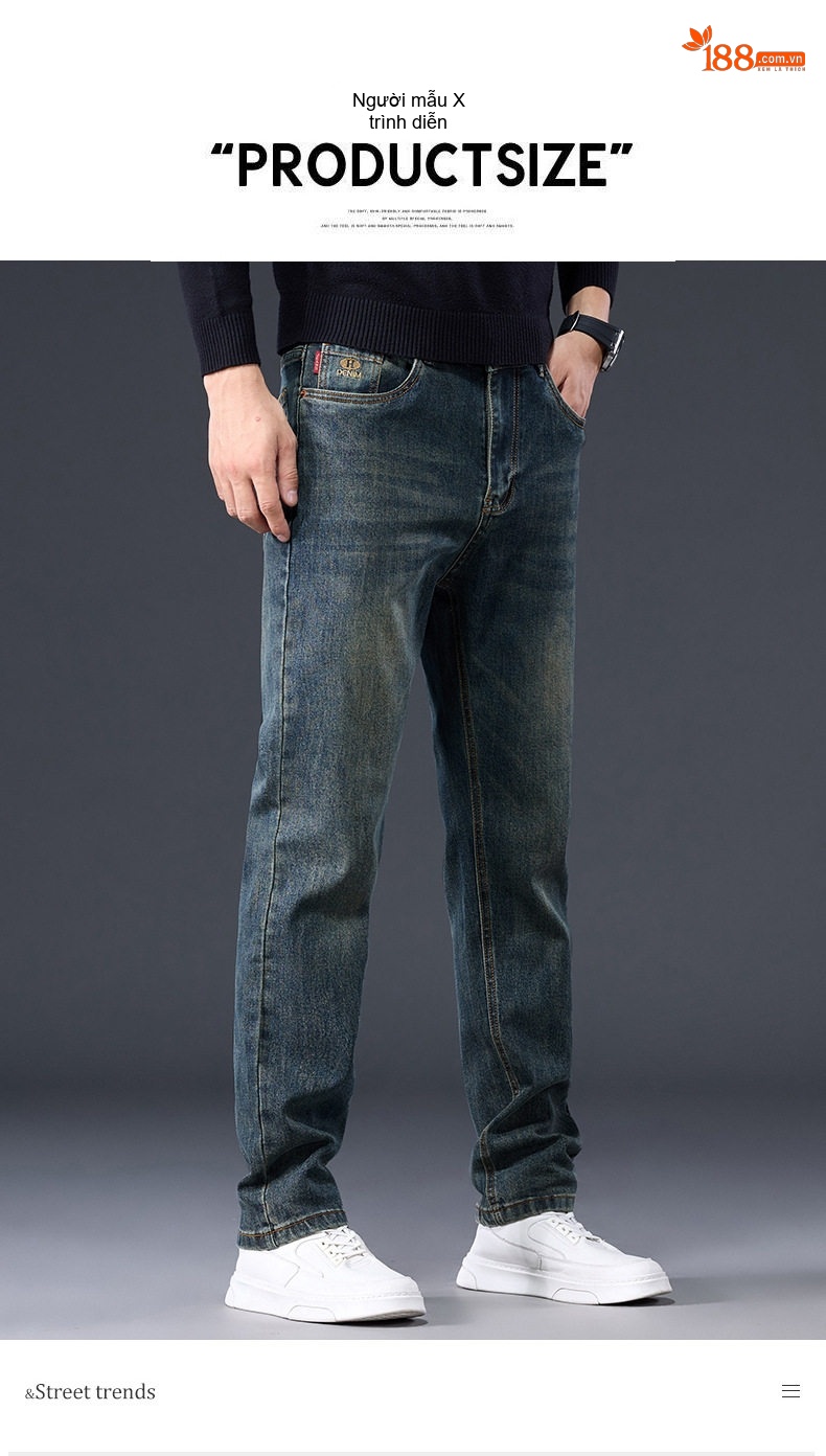 Quần Jean Nam Ống Đứng Mỏng Co Giãn Thoải Mái Màu Xanh chi tiết 36