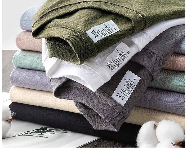 Áo Thun Tay Dài Nam Cotton 270g Cổ Tròn Dáng Rộng Màu Xám, Trắng, Đen, Xanh... chi tiết 2