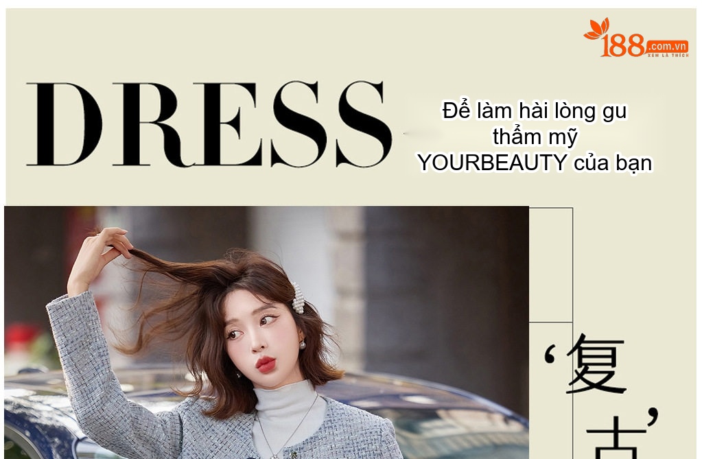 Áo Khoác Nữ Tweed Xanh Lam Cổ Tròn Đính Nút Hoa Phong Cách Tiểu Thư chi tiết 1