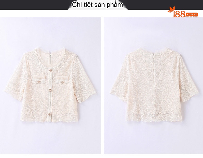 Set Áo Khoác Lửng Và Chân Váy Dài Ren Nữ Tính Thời Trang Màu Trắng, Đen chi tiết 30