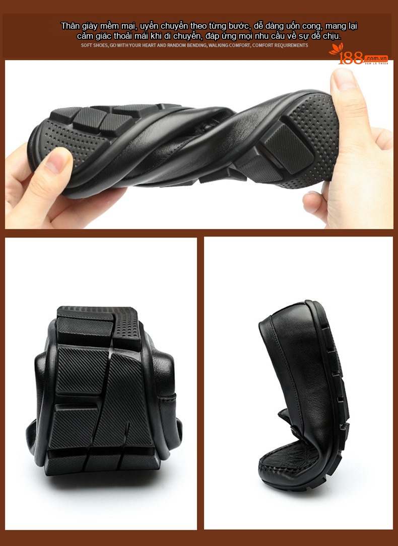 Giày Lười Nam Da Vân Cá Sấu Chiều Cao Đế Khoảng 2cm Màu Đen, Xanh Navy chi tiết 7