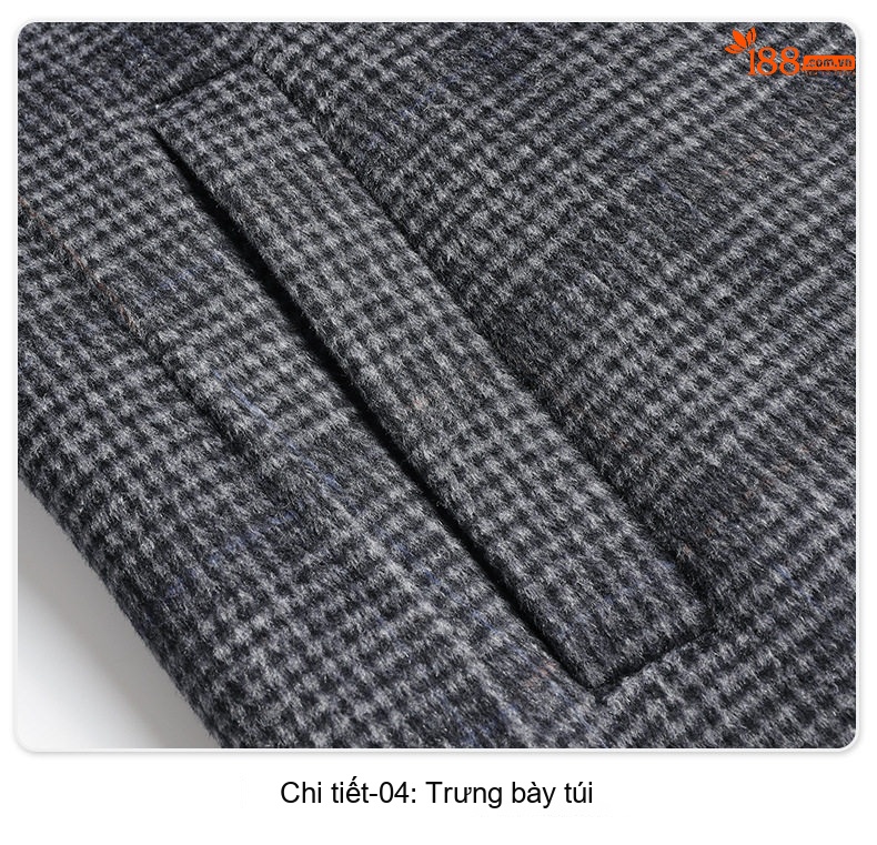 Áo Khoác Dạ Nam Hai Mặt Dáng Ôm Vừa Vặn Màu Xám chi tiết 41