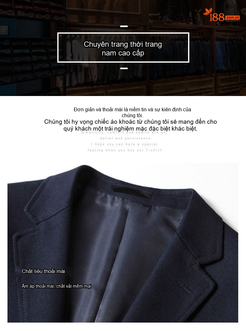 Áo Khoác Blazer Nam Màu Đen, Nâu, Xám Áo Vest Công Sở Thu Đông chi tiết 6
