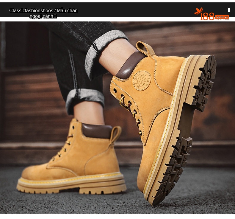 Giày Boot Martin Nam Da Mờ Cao Cổ Tăng Chiều Cao Đế Khoảng 4cm chi tiết 12