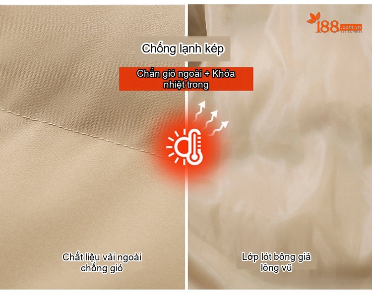 Áo Khoác Cotton Nam Nữ Dáng Rộng Cổ Trụ Chống Thấm Nước Mùa Đông Màu Xám Đậm, Tím, Đỏ, Xanh Lá... chi tiết 9