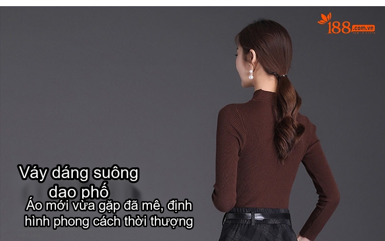 Chân Váy Nữ Caro dáng chữ A Dài Qua Gối Phong Cách Hàn Quốc Chất Liệu Lông Cừu Màu Xám chi tiết 6