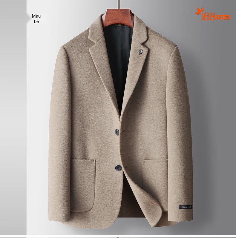 Áo Vest Nam Dáng Ôm Thu Đông Thủ Công Vải Tweed Màu Be chi tiết 7