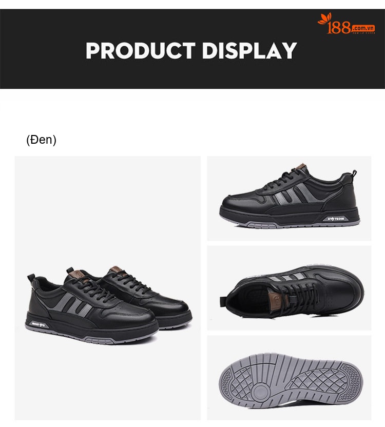 Giày Thể Thao Nam Da Thật Chiều Cao Đế Khoảng 3cm Màu Trắng, Đen chi tiết 19