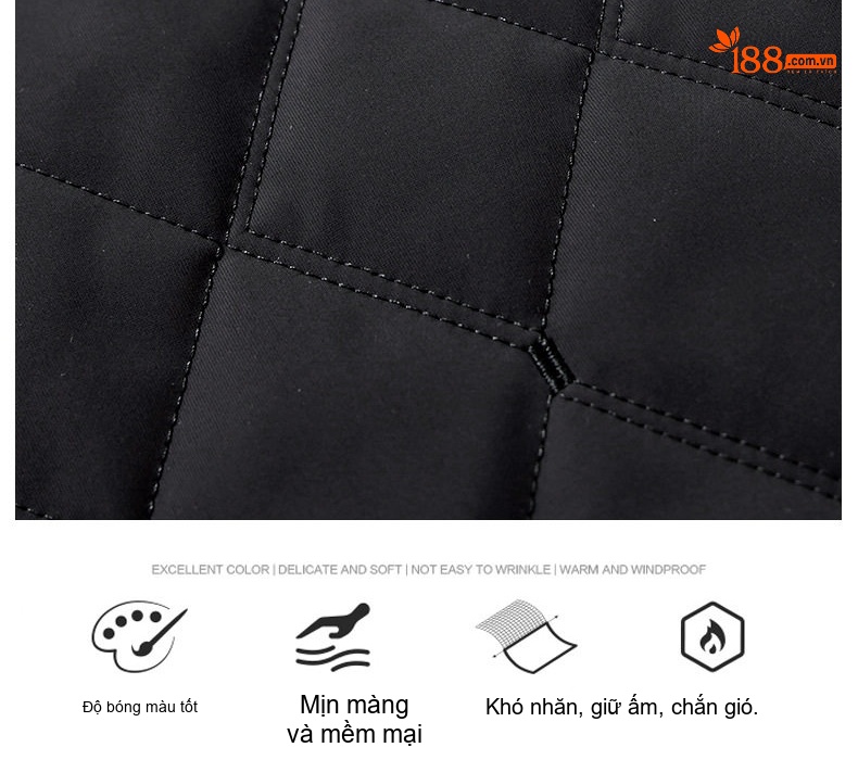 Áo Khoác Bông Nam Trung Niên Dáng Dài Vừa Cổ Bẻ Giữ Ấm Cotton Màu Xám, Đen chi tiết 3