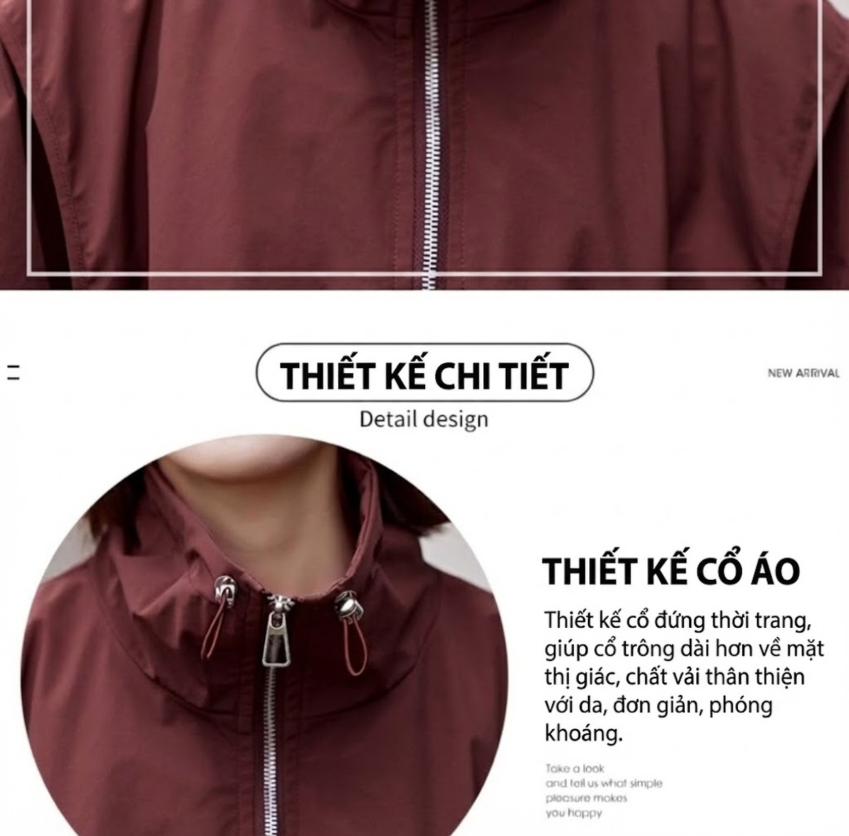 Áo Khoác Bomber Nữ Dáng Ngắn Cổ Trụ Màu Đỏ, Đen, Kem chi tiết 7