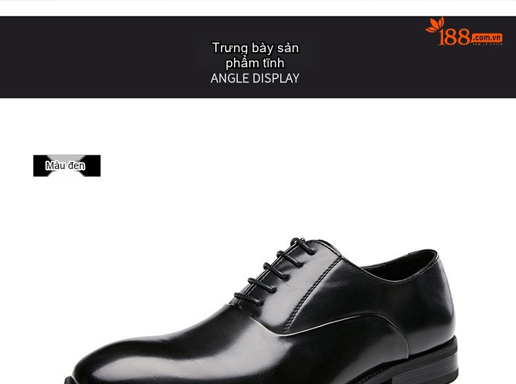 Giày Tây Buộc Dây Nam Da Bóng Chiều Cao Đế Khoảng 3cm Màu Đen, Nâu chi tiết 16