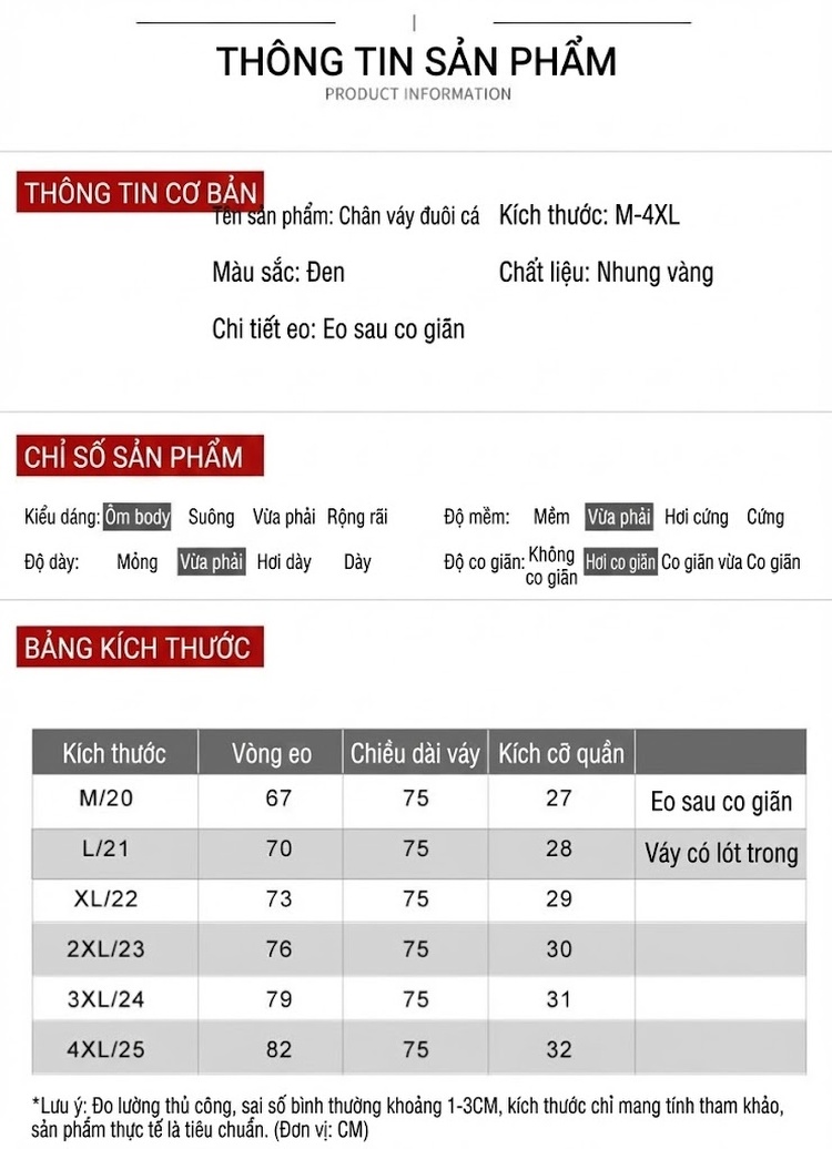 Chân Váy Midi Nữ Vải Kim Tuyến Lưng Cao Dáng Ôm Đuôi Cá Màu Đen chi tiết 15