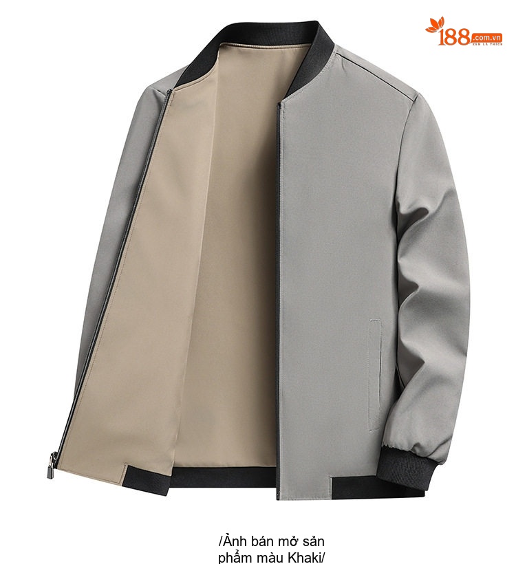 Áo Khoác Bomber Nam Dáng Ôm Hai Mặt Thu Đông Màu Be, Đỏ, Xanh Navy, Đen... chi tiết 17