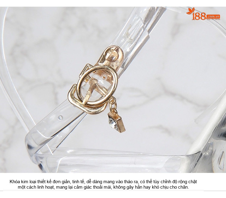 Giày Sandal Cao Gót Nữ Quai Trong Suốt Gót Cao 11cm Màu Đen, Trắng, Đỏ, Hồng... chi tiết 7