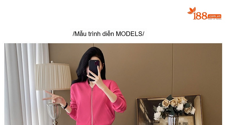 Set Bộ Nữ Áo Khoác Bomber Dáng Lửng Chân Váy Midi Xẻ Tà Phong Cách Casual Màu Đen, Hồng chi tiết 3