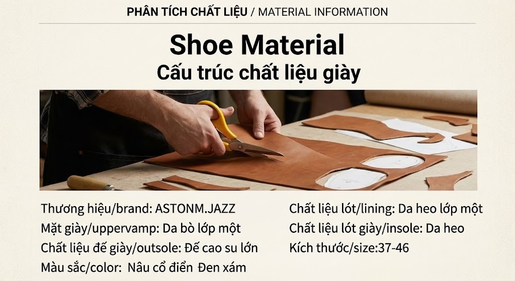 Giày Tây Buộc Dây Nam Da Bò Ba Mảnh Ghép Phong Cách Âu Mỹ Cổ Điển Chiều Cao Đế Khoảng 3cm Màu Đen, Nâu chi tiết 3