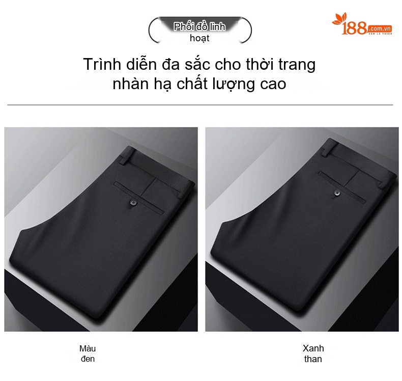 Quần Tây Nam Dáng Ôm Vừa Vặn Mỏng Thoáng Khí Màu Đen chi tiết 6